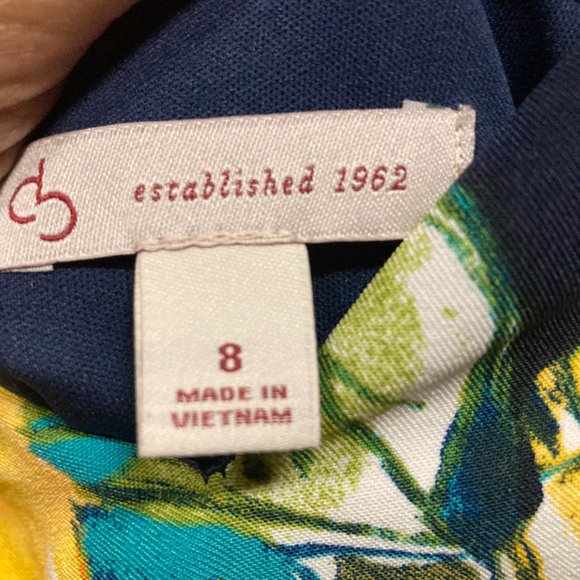 Beautiful Navy based Yellow Floral Dress Size 8 - Picture 3 of 3